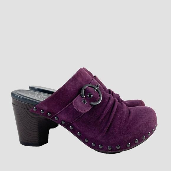 Dansko Purple Suede Studded Slip On Clogs Mules Sz 8.5 - Picture 1 of 11